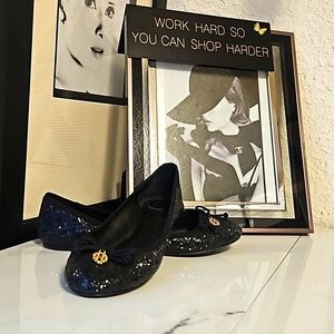 Tory Burch leather glitter ballet flats